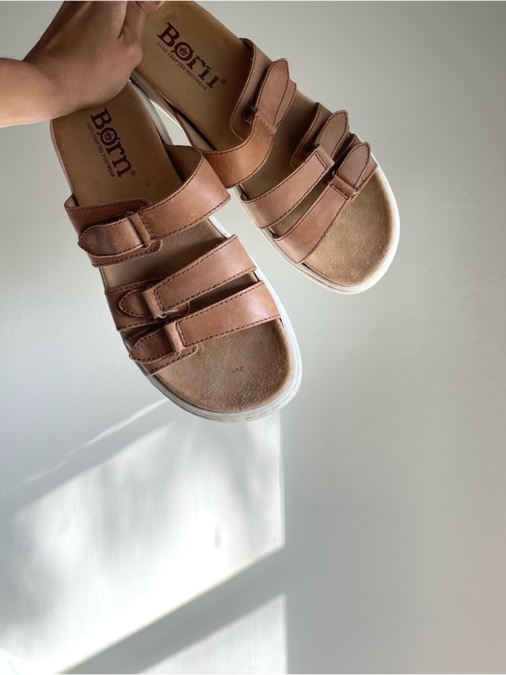 Born leather strappy slide sandals